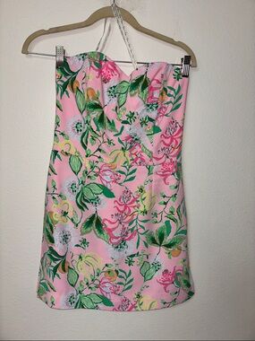 NWT Lily Pulitzer Floral Strapless Pink Mini Dress size 0